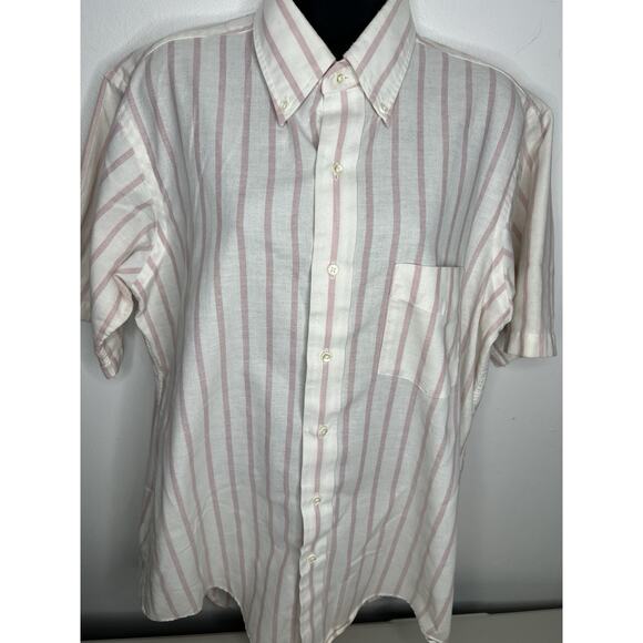 Vintage Sears Roebuck and Co Short Sleeve Mens Button Up Striped Shirt 16 - Picture 2 of 8